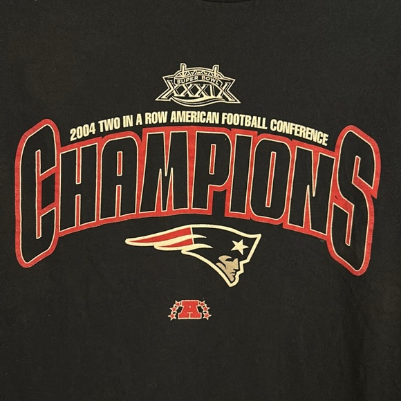 2004 Patriots AFC Championship Long sleeve Navy Blue Shirt. Y2K NFL Apparel Sz M - Picture 2 of 7
